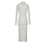 MAGDA BUTRYM BOUCLE KNIT COWL NECK DRESS IN CREAM