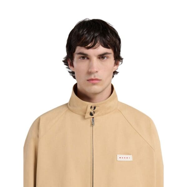 MARNI BEIGE ORGANIC GABARDINE OVERSIZED BOMBER