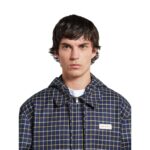MARNI BLUE CHECKED WOOL AND COTTON OVERSHIRT