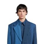 MARNI BLUE DEGRADE PINSTRIPE WOOL BLAZER