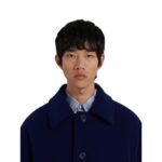 MARNI BLUE WOOL FELT CABAN COAT