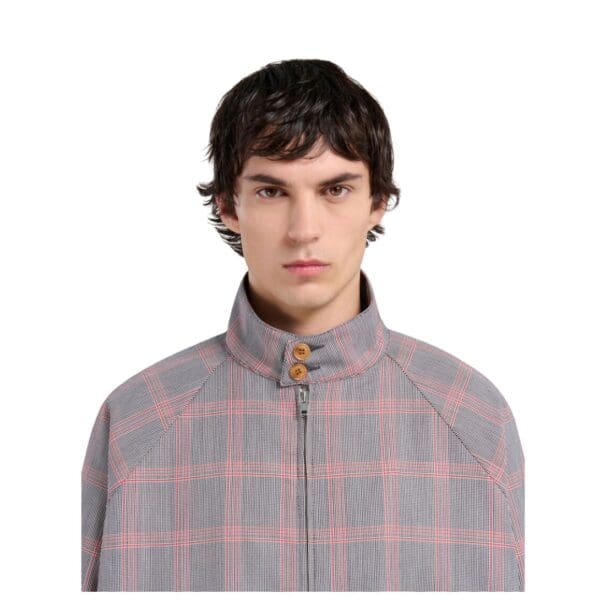 MARNI ORANGE CHECKED TECH WOOL BOMBER