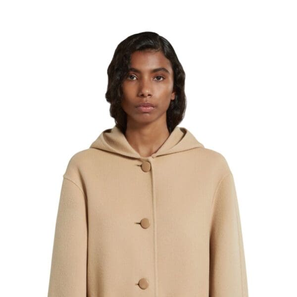 MARNI BEIGE WOOL COAT WITH WAIST BELT