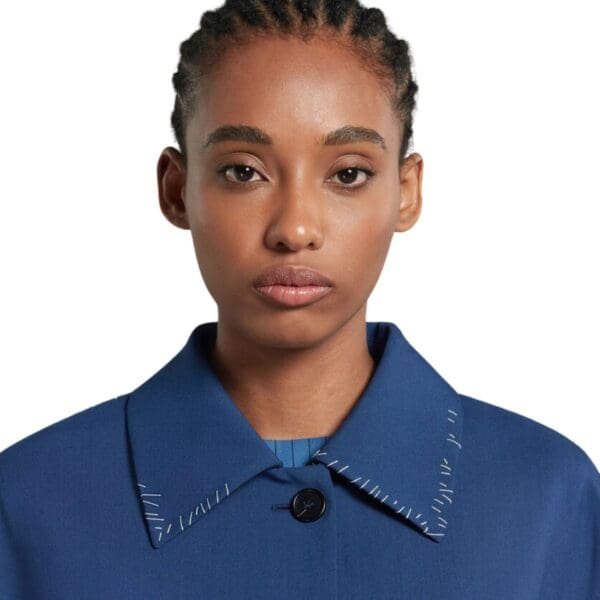 MARNI BLUE TROPICAL WOOL TRENCH COAT