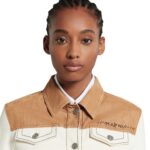 MARNI ECRU ORGANIC DENIM TRUCKER JACKET WITH CONTRAST YOKE