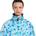MARNI LIGHT BLUE GATHERED TAFFETA PARKA WITH REVERIE PRINT