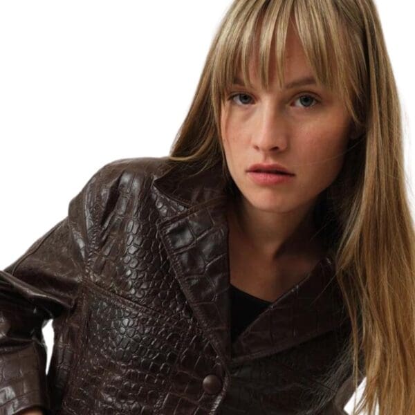 SAKS POTTS SARAH JACKET BROWN CROCO