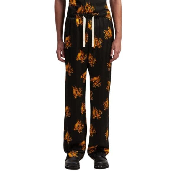 PALM ANGELS BURNING MONOGRAM LOOSE PANTS