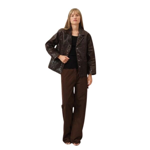 SAKS POTTS SARAH JACKET BROWN CROCO
