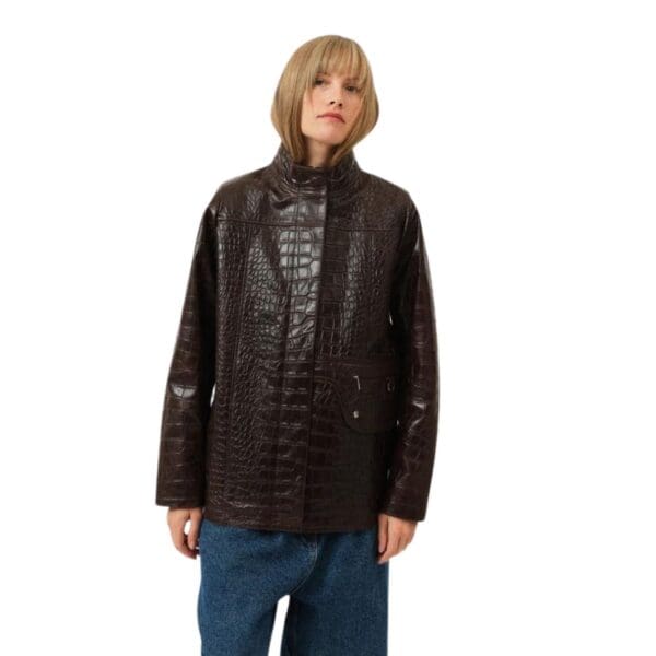 SAKS POTTS BABA JACKET BROWN CROCO