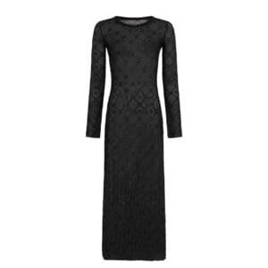 MARINE SERRE  MOONOGRAM MESH FLOCK GLITTER TUBE DRESS