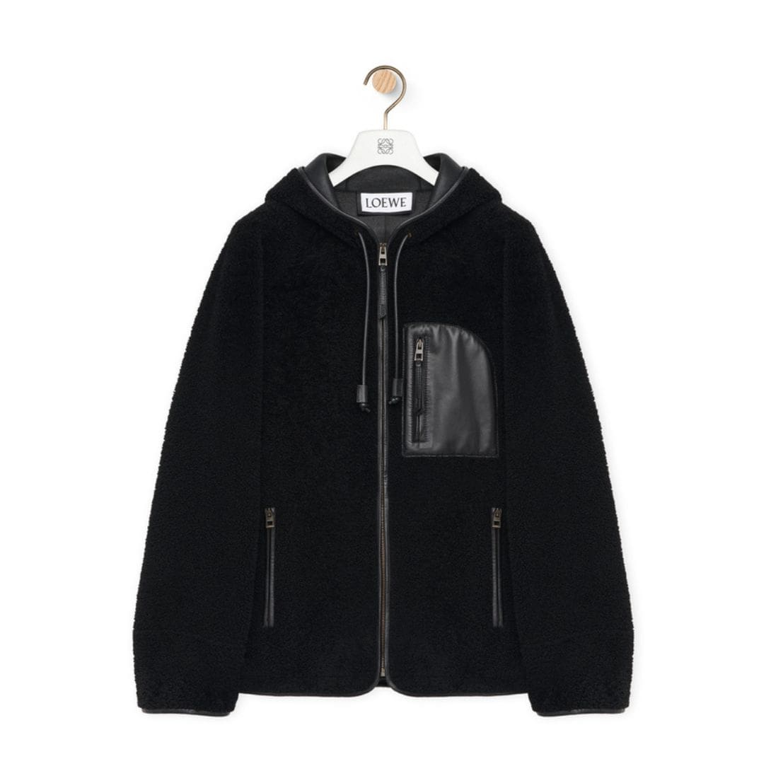 LOEWE HOODED JACKET IN SHEARLING