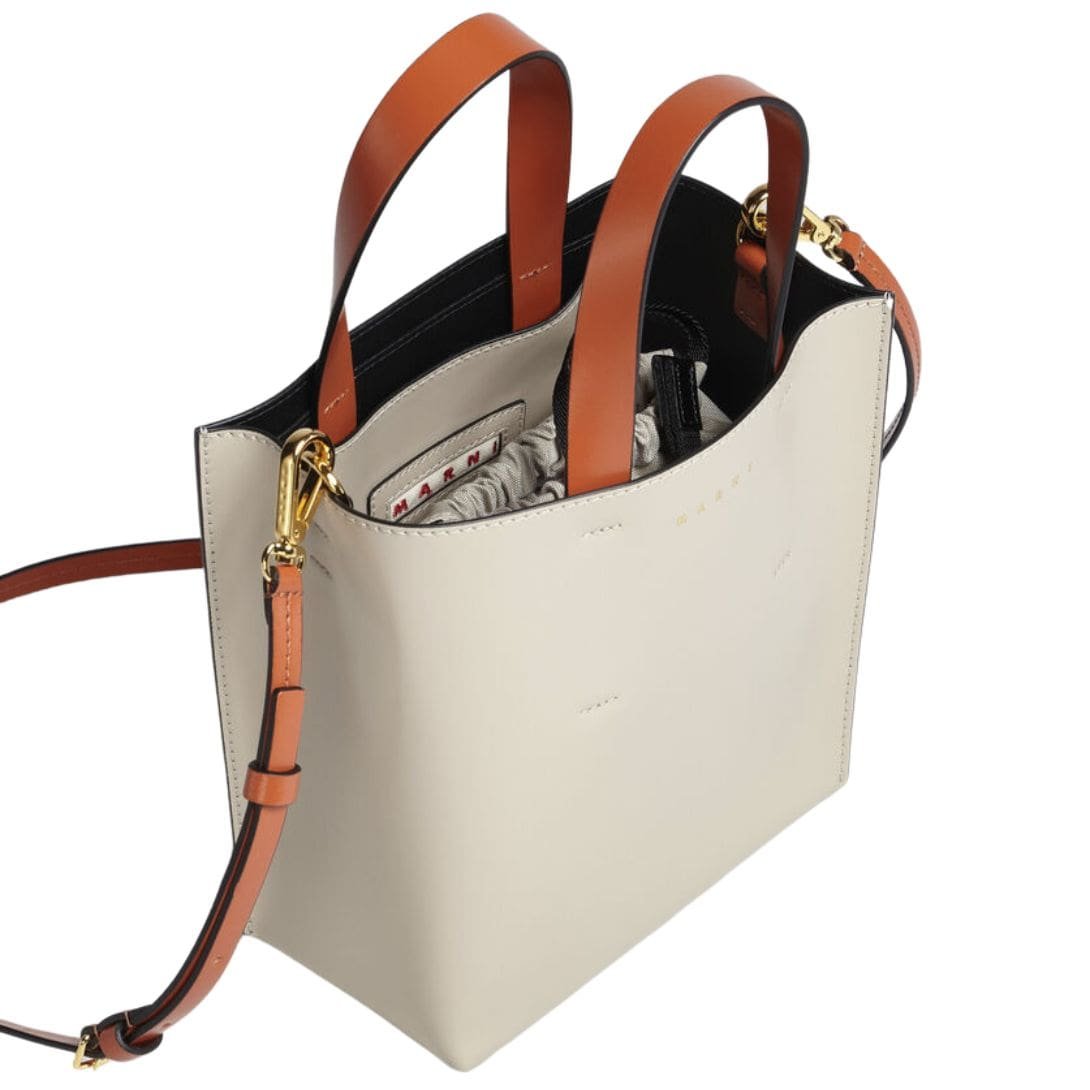 MARNI BI COLOURED MUSEO BAG IN SHINY CALFSKIN WITH SHOULDER STRAP