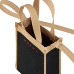 MARNI BLACK AND BEIGE JACQUARD MINI SHOULDER BAG