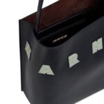 MARNI BLACK WHITE LEATHER MUSEO HOBO BAG WITH PATCHES