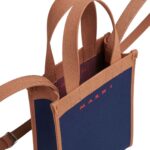 MARNI BLUE AND BROWN JACQUARD SHOULDER BAG