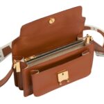MARNI BROWN LEATHER EW SOFT TRUNK BAG WITH LOGO STRAP