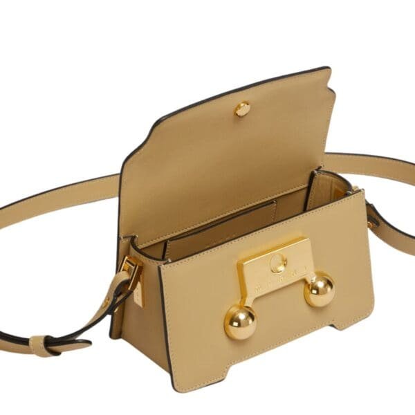 MARNI CAMEL LEATHER TRUNKAROO MINI SHOULDER BAG