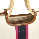 MARNI CREAM CANVAS MARCEL TOTE WITH STRIPED TAPE
