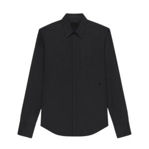 GIVENCHY SHIRT IN POPLIN WITH EMBROIDERED FRONT PANEL