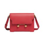 MARNI RED LEATHER TRUNKAROO MEDIUM SHOULDER BAG