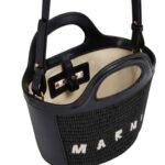 MARNI MUSEO NANO BAG IN WHITE LIGHT BLUE AND ORANGE LEATHER