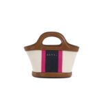 MARNI TROPICALIA MICRO BAG IN LEATHER AND RAFFIA EFFECT FABRIC