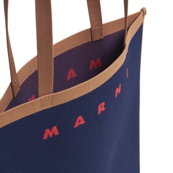 MARNI TRUNK SOFT IN BLUE AND BROWN KNIT FABRIC