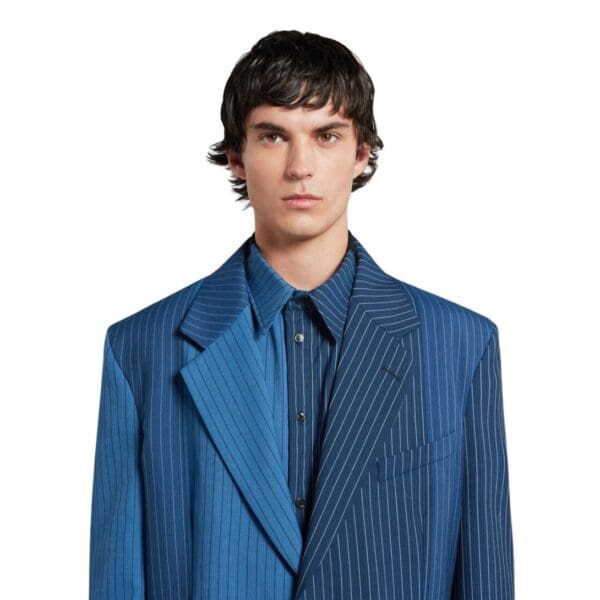 MARNI BLUE DÉGRADÉ PINSTRIPE WOOL BLAZER