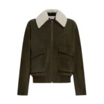 MARNI GREEN SUEDE JACKET WITH SHEARLING COLLAR