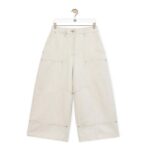 LOEWE CROPPED WORKWEAR TROUSERS IN COTTON AND LINEN
