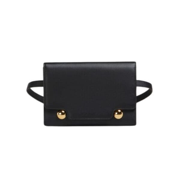 MARNI BLACK LEATHER TRUNKAROO BUM BAG