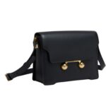 MARNI BLACK LEATHER TRUNKAROO MEDIUM SHOULDER BAG