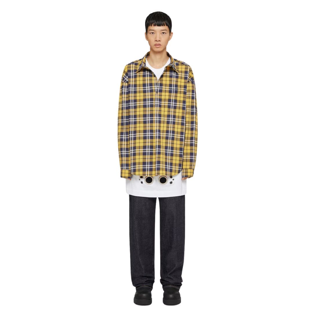 GIVENCHY OVERSIZED ASYMMETRICAL CHECKED SHIRT IN COTTON 1 GIVENCHY OVERSIZED ASYMMETRICAL CHECKED SHIRT IN COTTON
