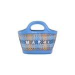 MARNI BLUE LEATHER AND RAFFIA EFFECT FABRIC TROPICALIA MICRO BAG
