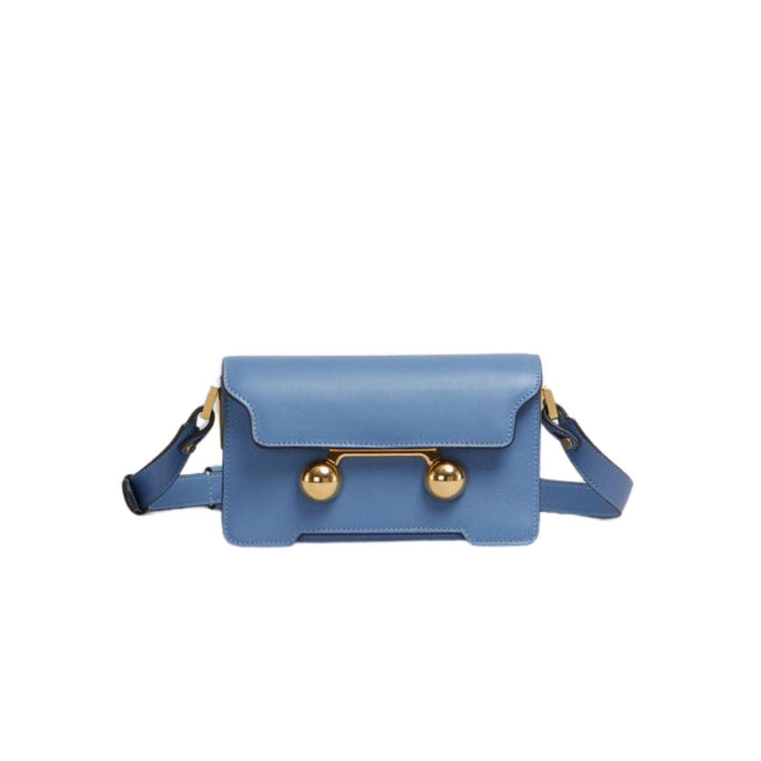 MARNI BLUE LEATHER TRUNKAROO MINI SHOULDER BAG