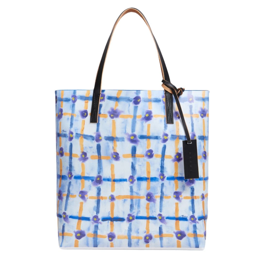 MARNI BLUE TOTE WITH SARABAND PRINT