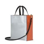 MARNI BROWN PALE BLUEBLACK TUMBLED LEATHER MUSEO SOFT BAG