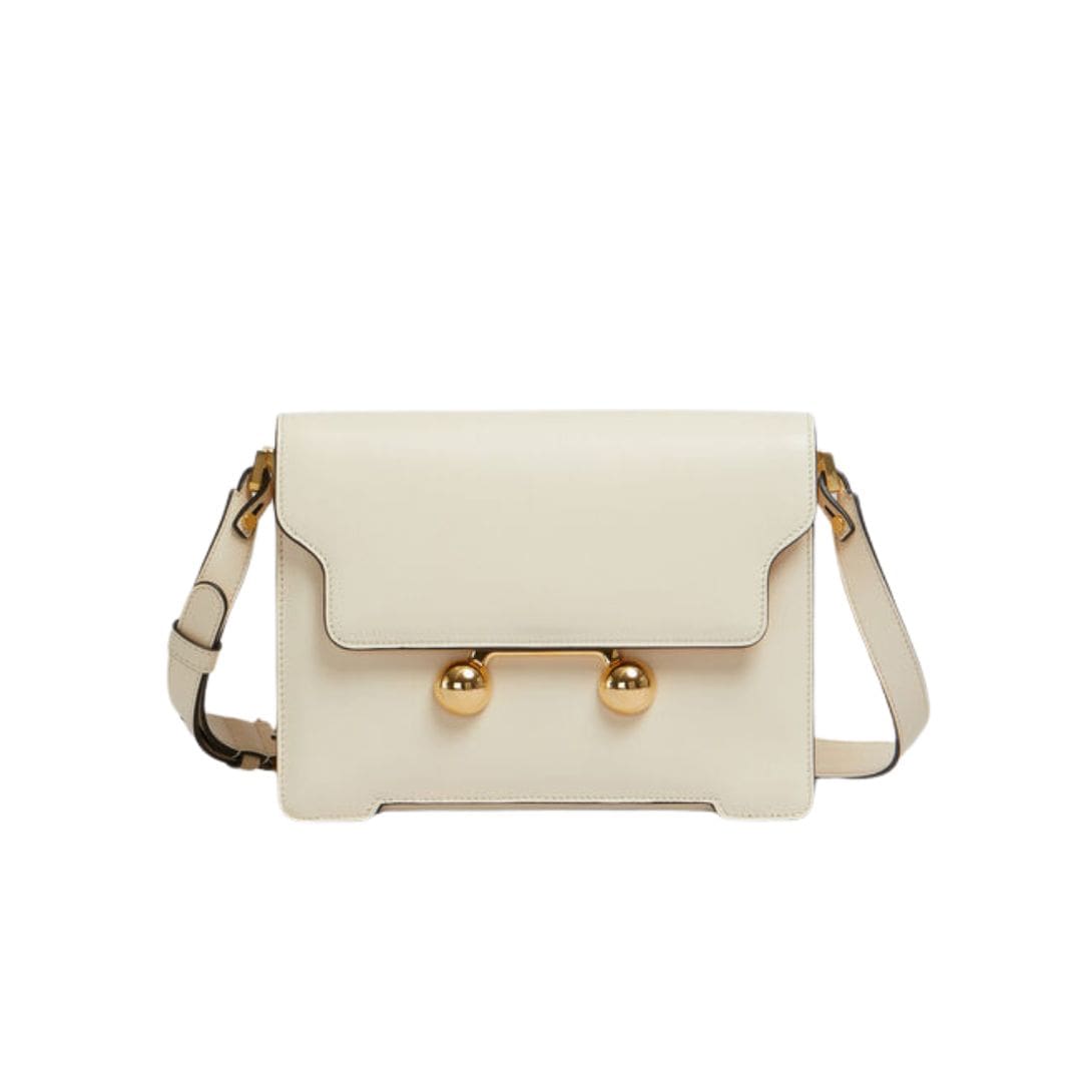 MARNI CREAM LEATHER TRUNKAROO MEDIUM SHOULDER BAG