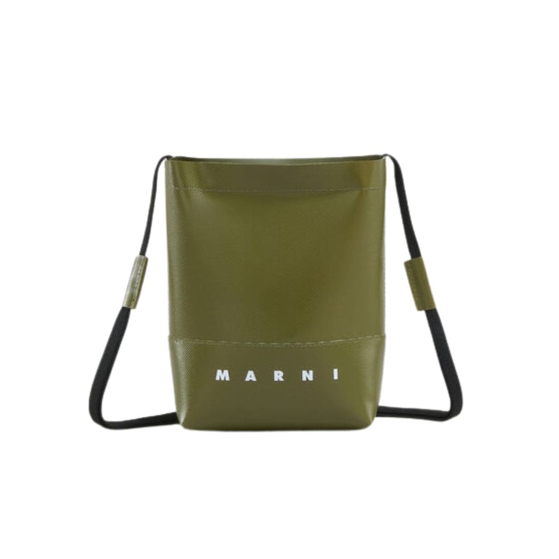 MARNI GREEN CROSSBODY BAG WITH SHOELACE STRAP