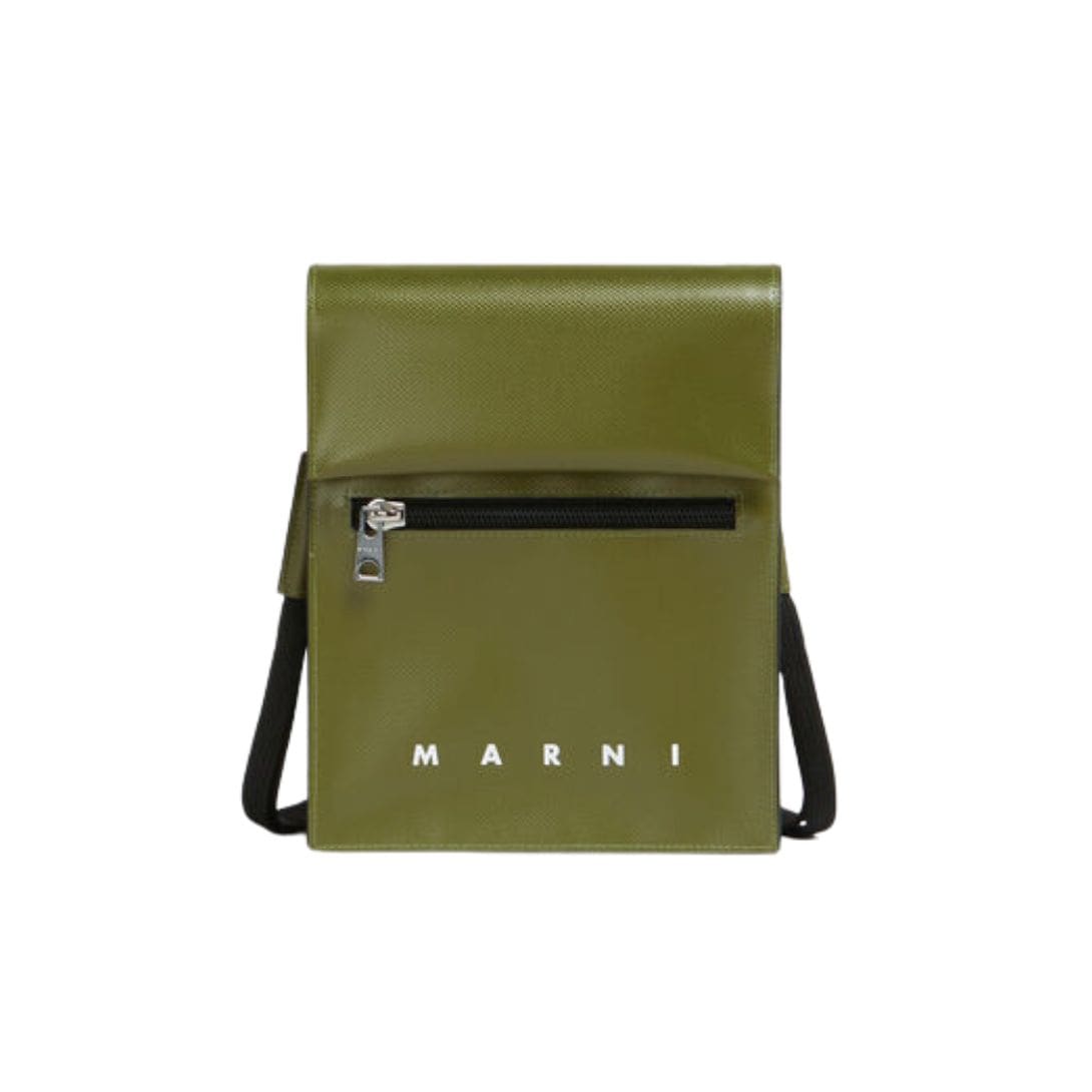 MARNI GREEN POUCH WITH SHOELACE STRAP