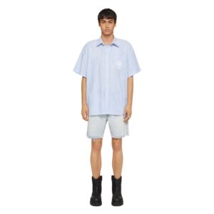 GIVENCHY STRIPED GIVENCHY CREST SHIRT IN COTTON