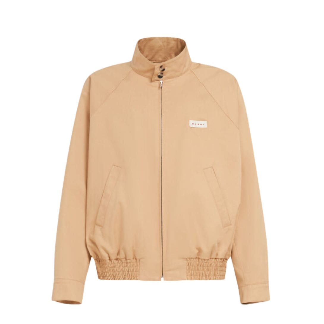 MARNI BEIGE ORGANIC GABARDINE OVERSIZED BOMBER