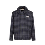 MARNI BLUE CHECKED WOOL AND COTTON OVERSHIRT