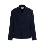 MARNI DEEP BLUE TROPICAL WOOL BLAZER WITH MARNI MENDING