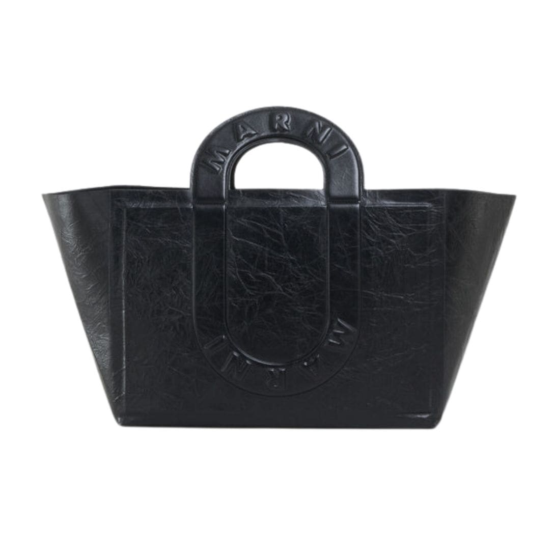 MARNI BLACK LEATHER SWEEDY MEDIUM TOTE BAG