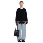 MARNI BLACK WHITE LEATHER MUSEO HOBO BAG WITH PATCHES