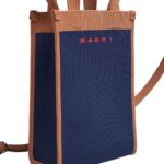 MARNI BLUE AND BROWN JACQUARD SHOULDER BAG