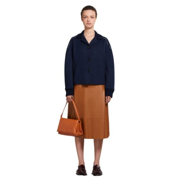 MARNI BROWN LEATHER PRISMA SHOULDER BAG