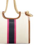 MARNI CREAM CANVAS MARCEL TOTE WITH STRIPED TAPE